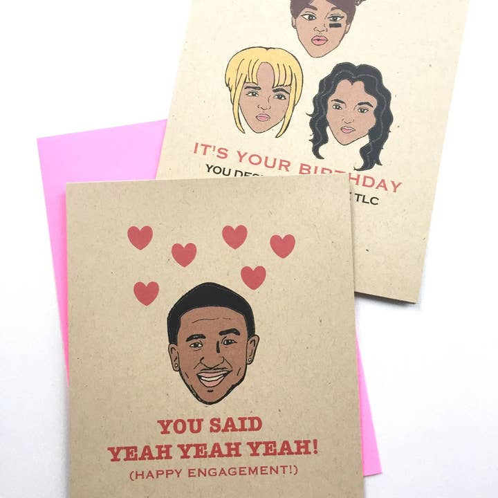 Papermain - Wholesale Birthday Card - TLC Birthday Card, Tbox Left Eye Chili Card, 90s Hip hop Card, 90s party, TLC no scrubs2
