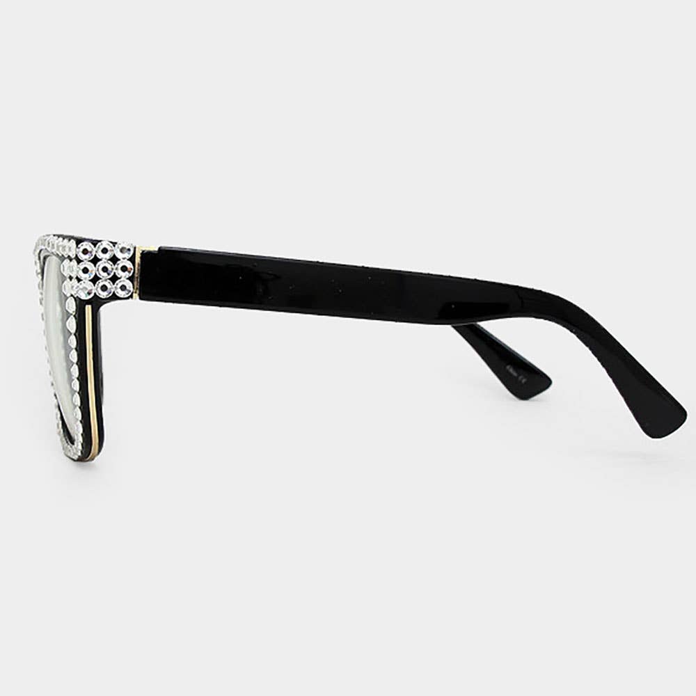 Sensibling Corp. - Wholesale Sunglasses - Women's - Crystal Embellished Clear Lens Wayfarer Sunglasses10