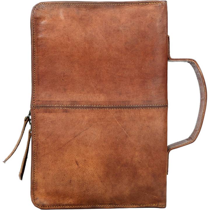 Leather Bible Cover with Handle, Planner & Back Pocket for wholesale by Tuzech Leather