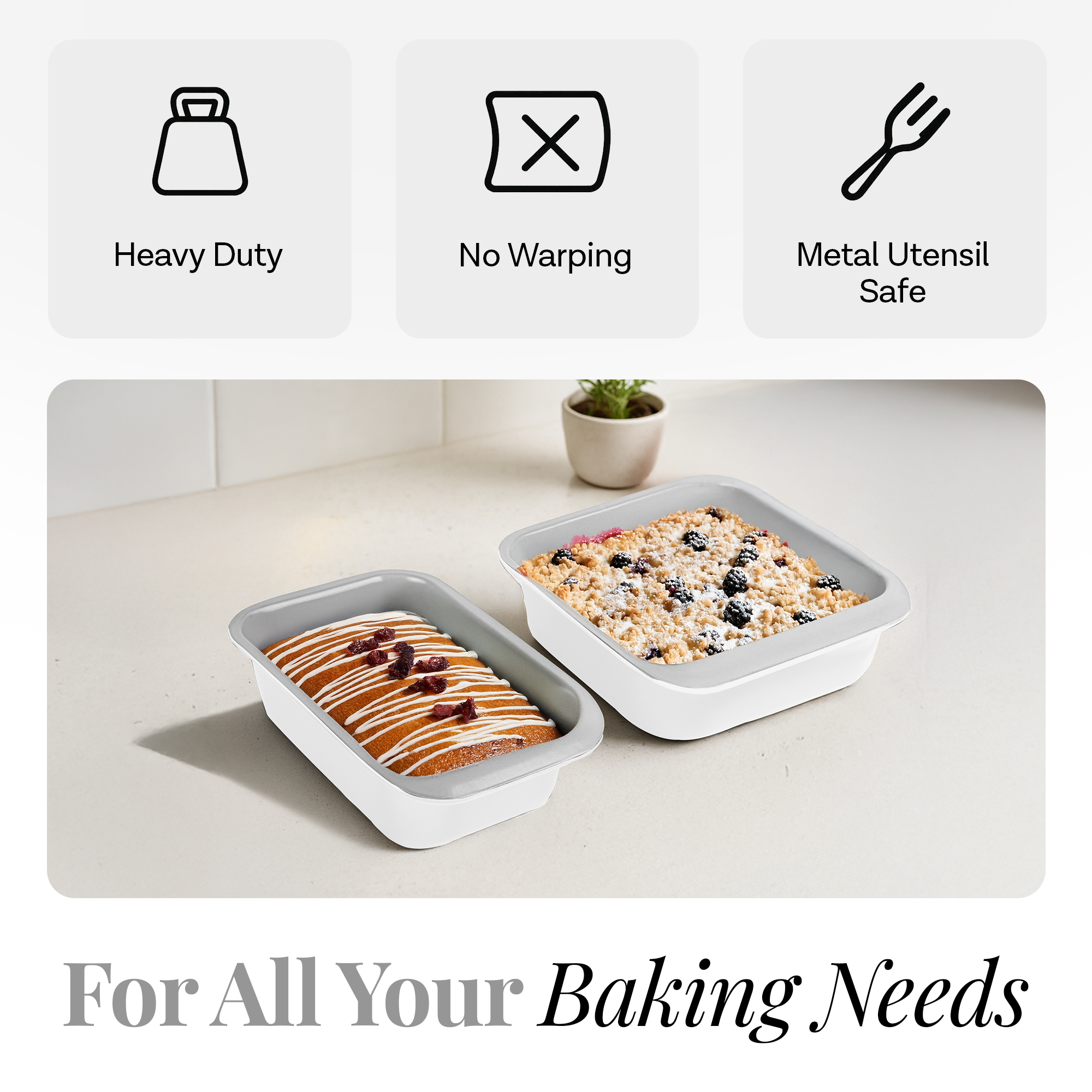 Gotham Steel/Granitestone – wholesale Baking dish – Gotham Steel 6 Piece Bakeware Set in White 2