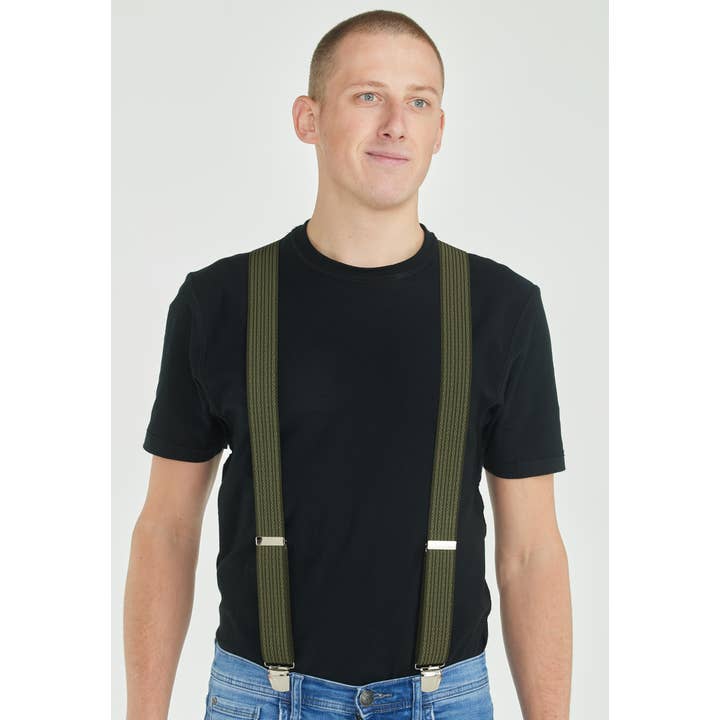 Pierre Mouton - Vendita all'ingrosso Bretelle - Unisex - Bretella verde Pierre Paris 3 pinze/120 cm | Fatto a mano1