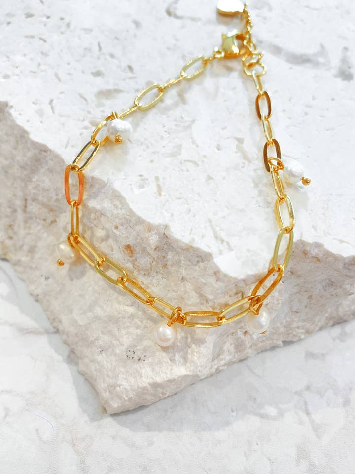 Eve Pearl Chain 18K guldpläterat armband för wholesale av Angels Whisper Accessories