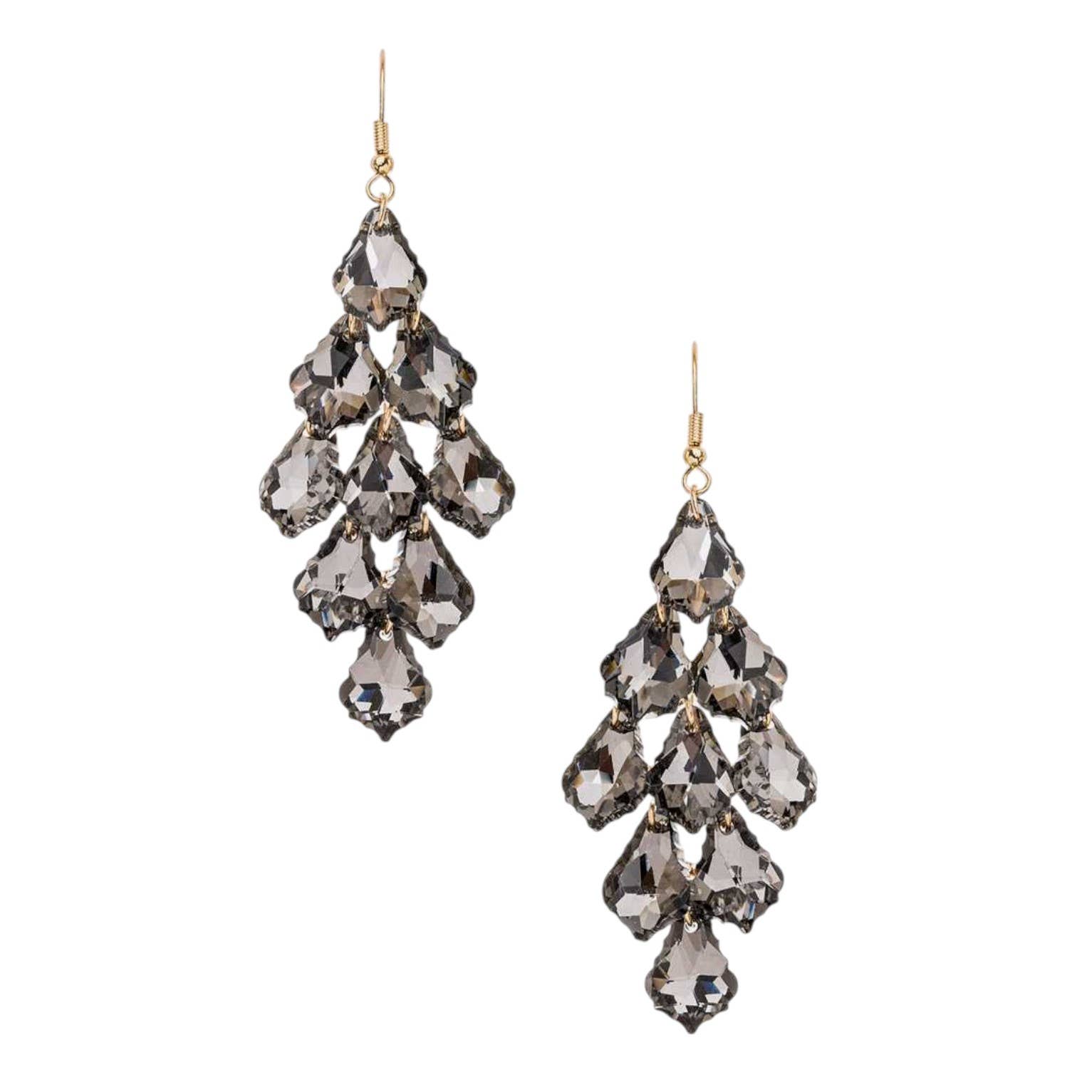 LA Jewelry Plaza - Venta al por mayor Pendientes colgantes - Pendientes tipo candelabro en forma de gota de vidrio con flecos1