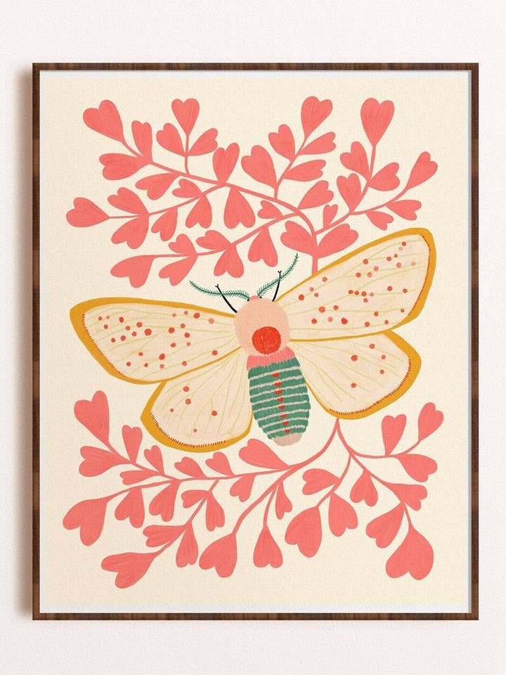 Møl med lyserøde blade - Kunsttryk for engroshandel hos Dream Folk Studio