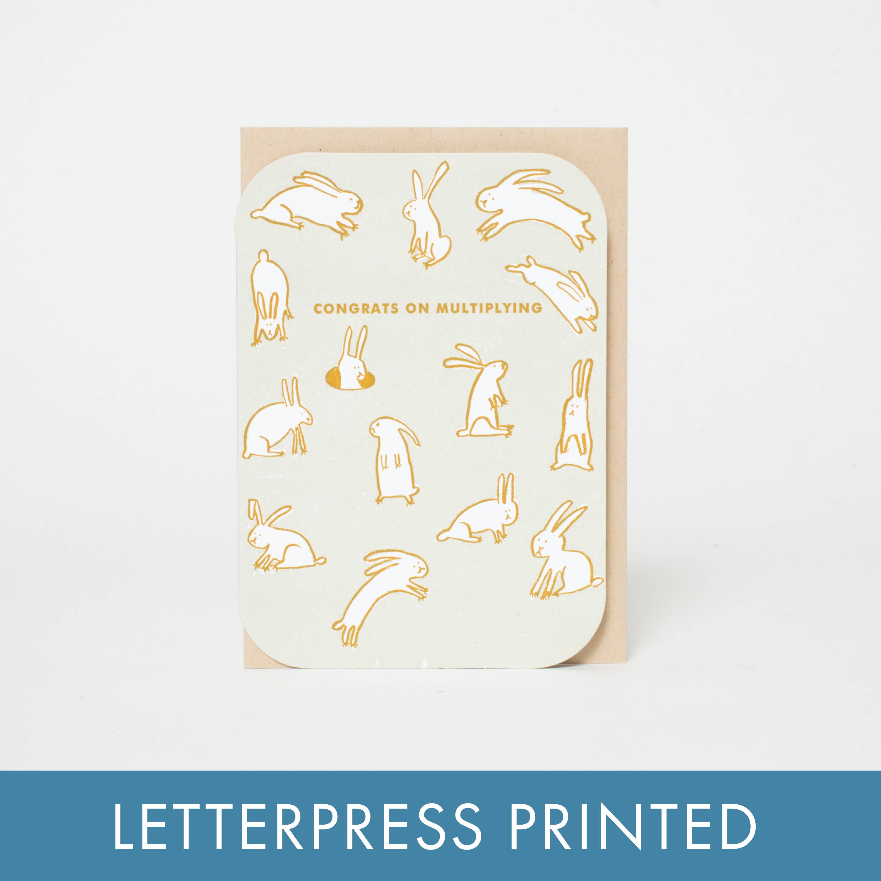 Egg Press Manufacturing - Vente Cartes bébé - Carte de vœux typographique Multiplying Baby Rabbits par Egg Press