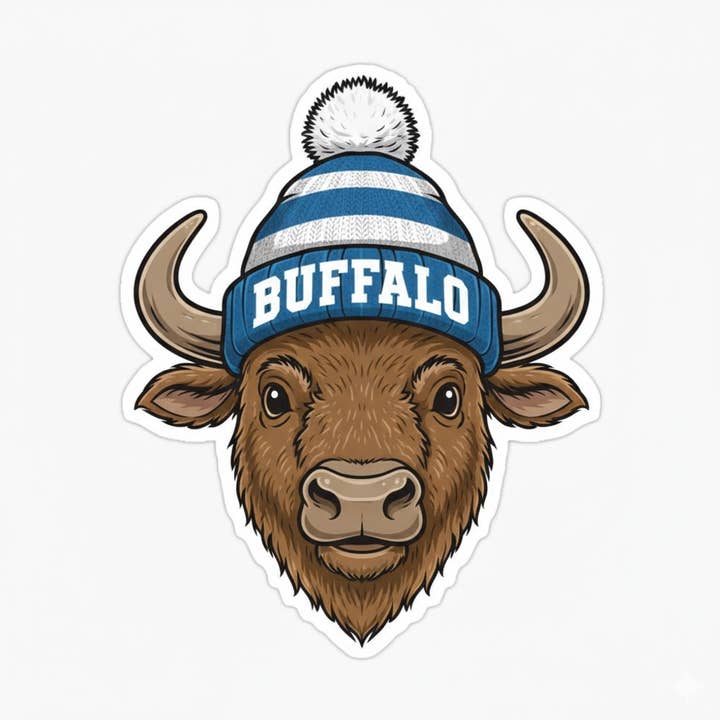 Buffalo Beanie Sticker 3" for wholesale by Christmas All Over