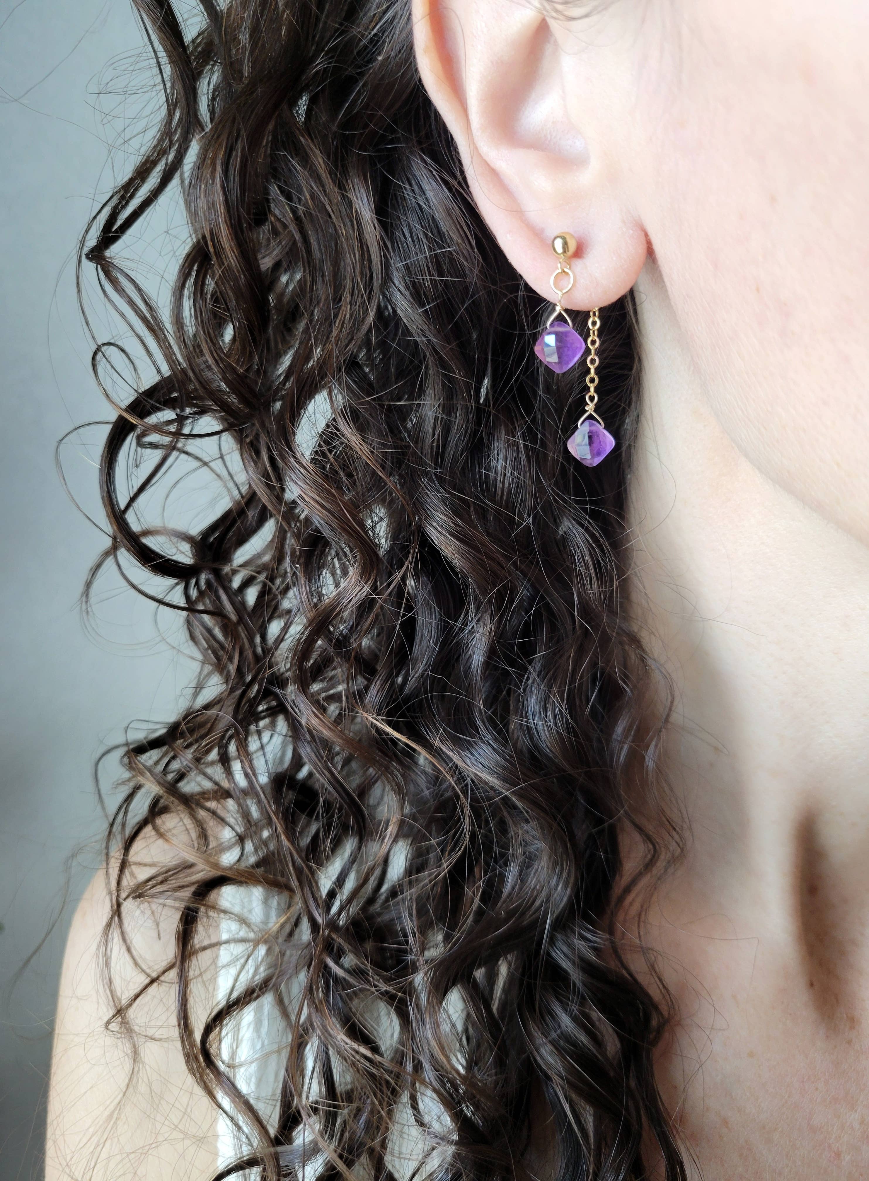 Leo Eleven Jewelry - Wholesale Dangle Earrings - Amethyst Dangle Stud Earrings 1