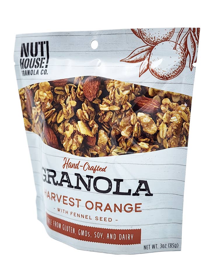 Harvest Orange Granola, 24 x 3oz for wholesale by NutHouse! Granola Company