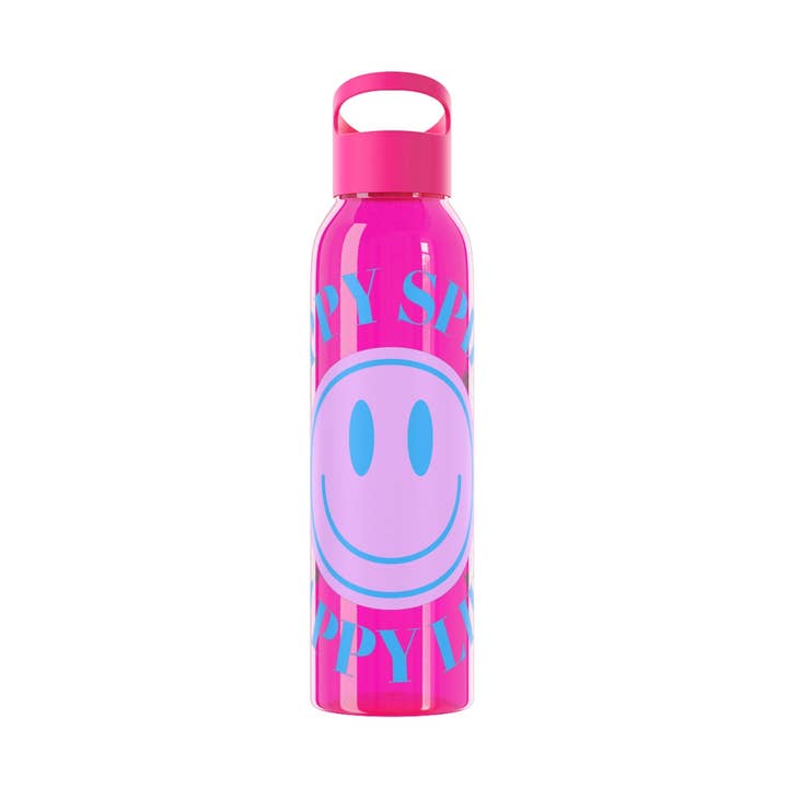 Wasserflasche Happy Spirit Happy Life, Aesthetic Pink, Smile Face, trendige Tumblr-Flasche, Happy Mind Tumbler aus Tritan, BPA-freie Flasche für den Großhandel von Happy Life Stuff