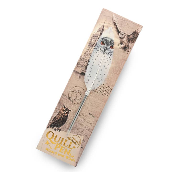 Pack x10 Quill Ball Pen On Backing Card - Owl Face for wholesale by Mad Witch Ltd
