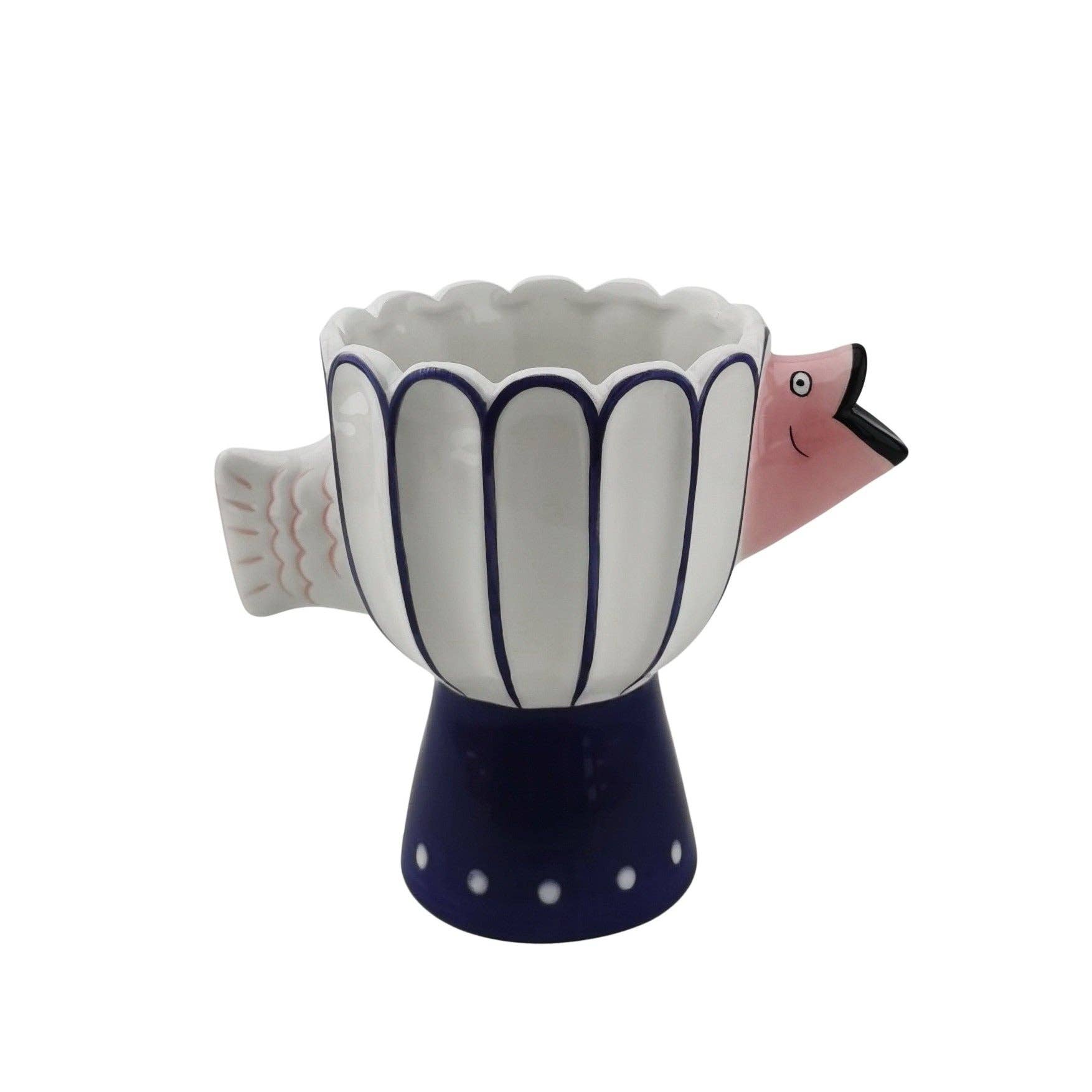 Housevitamin bv - Wholesale Vase - Vase - Fish- Dolomite -Blue/White/Pink -21x13.5x18cm