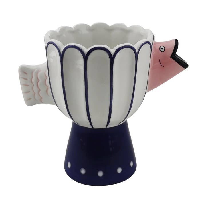 Vase - Fish- Dolomite -Blue/White/Pink -21x13.5x18cm for wholesale by Housevitamin bv