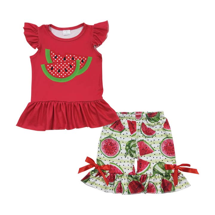 Aier Wholesale - Wholesale Top & Short Set - Kids - Baby Girls Watermelon Summer Shorts Sets