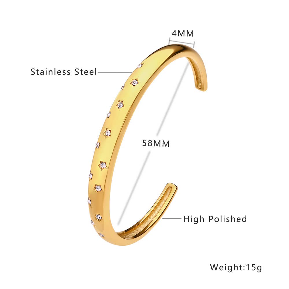 Mio Queena – Großhandel Manschettenarmband – Mehrere Stilvarianten 18K vergoldete Edelstahl-Armreifen - FGS40