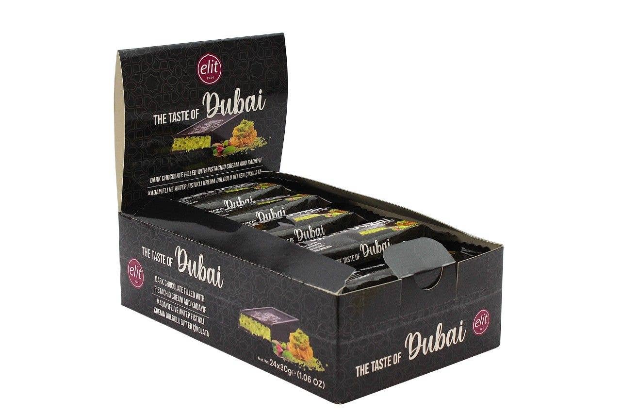 Aladdin – wholesale Chokladkaka – Elit Dubai Mörk Choklad Pistagekräm Kataifi 30g Halal3