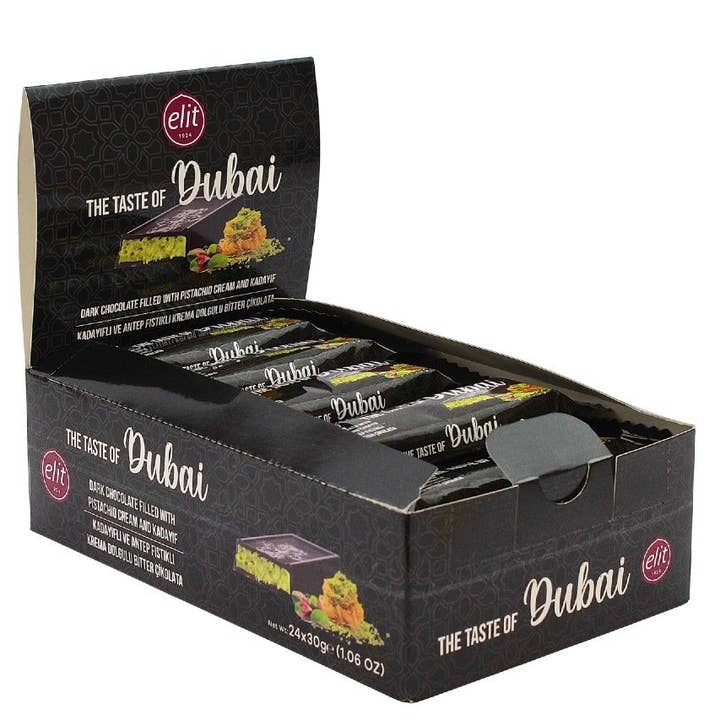 Aladdin – wholesale Chocolate bar – Elit Dubai Dark Chocolate with Pistachio Cream and Crispy Kataifi - 30g2