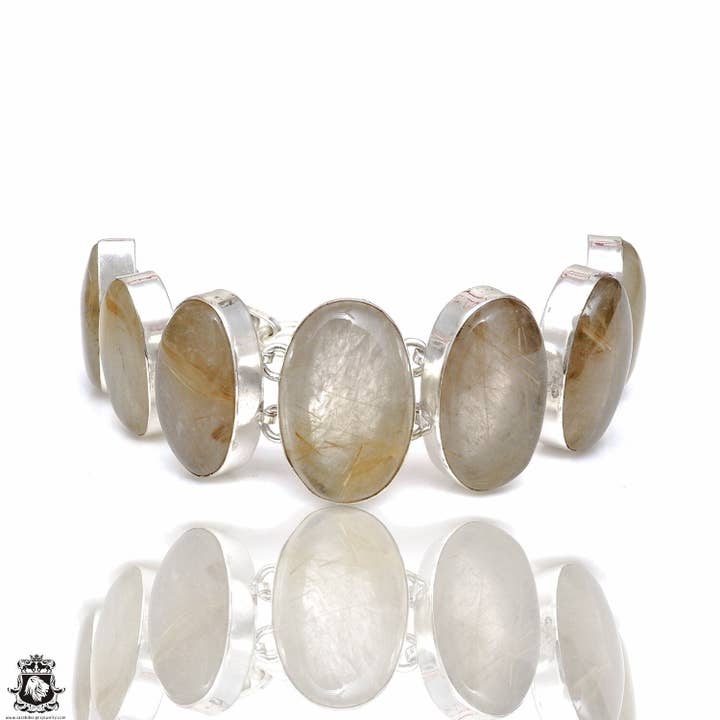 Pulsera de piedras preciosas genuinas de cuarzo rutilado rutilado B4437 para venta al por mayor de SARAH DESIGNS JEWELRY