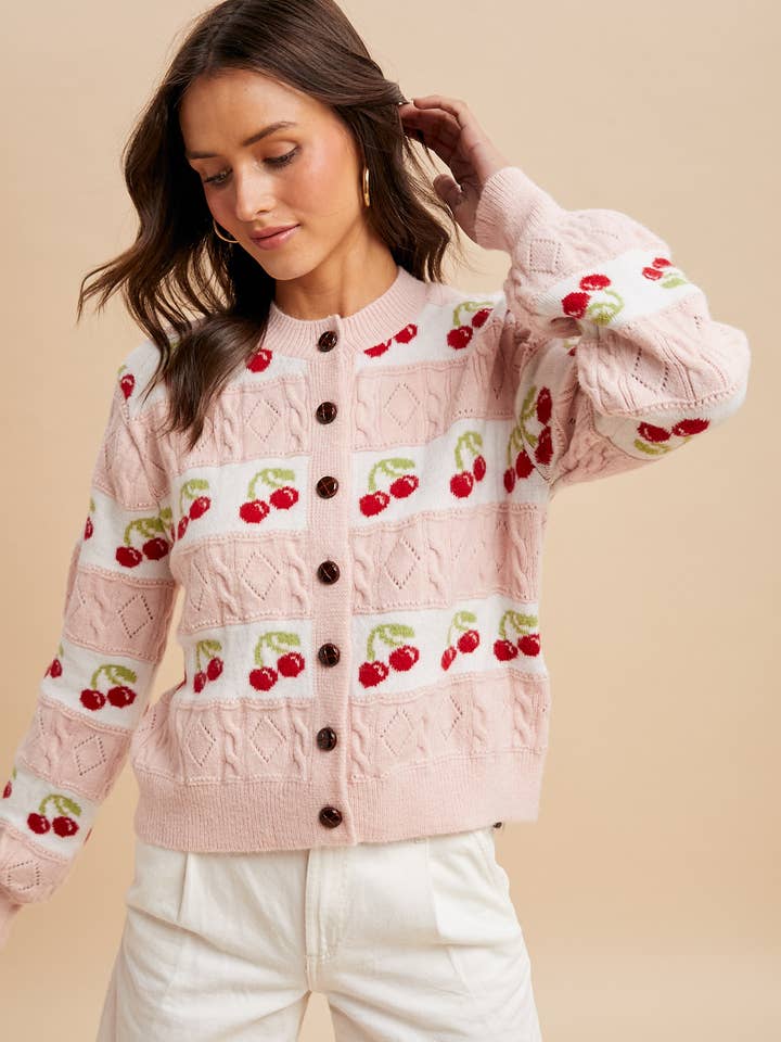 CHERRY KNITTED CARDIGAN for wholesale by In Loom