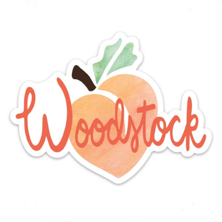 Autocolante de Vinil Pêssego Woodstock Georgia, Souvenir de Woodstock GA por atacado de Sunny Day Designs