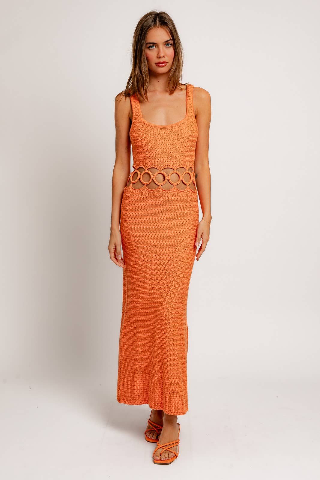 LE LIS - Wholesale Dress - Women's - SQUARE NECK SLEEVELESS CROCHET MIDI DRESS1