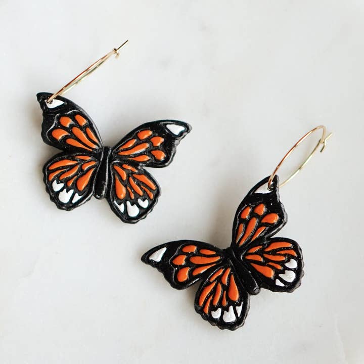 Polymer Clay Earrings | Monarch Butterfly Earrings for wholesale by Mistika Studio