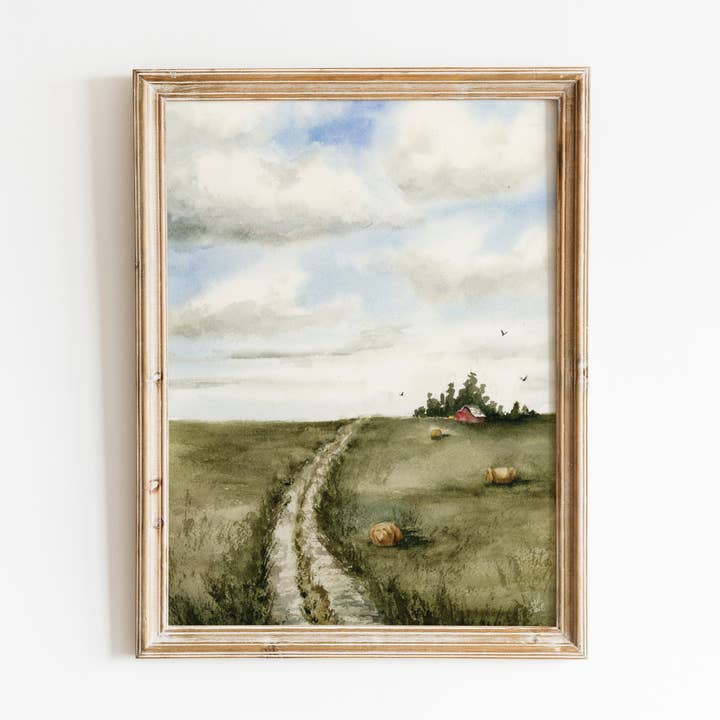 Country Road Watercolor Landscape Print for wholesale by Sarah Jane Studio Art