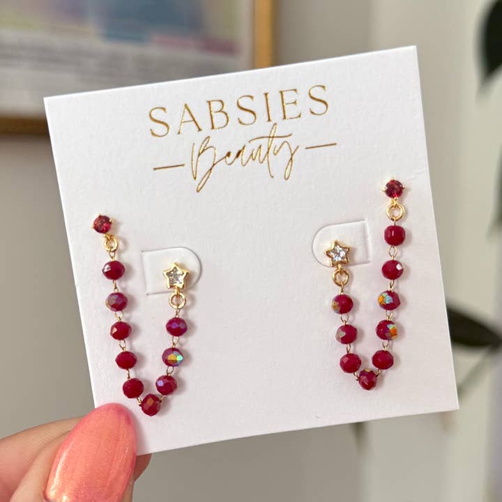 Red Crystal Star Double Stud for wholesale by Sabsies Beauty