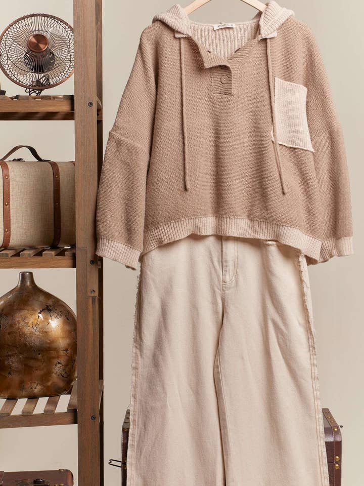 Coffee Hooded Oversized Sweater for wholesale on Faire0