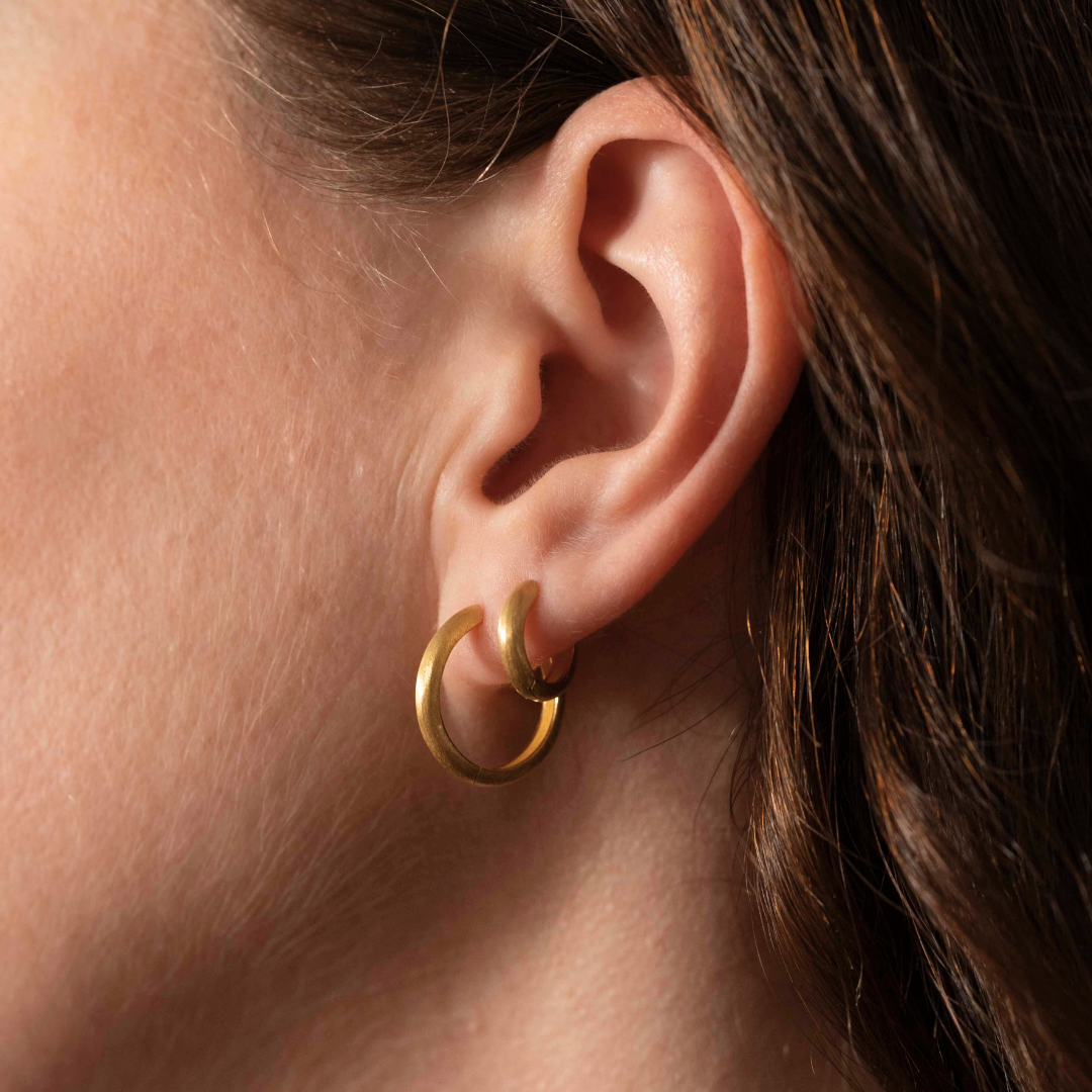 Little Nell Jewellery – wholesale Hoop earrings – Brushed Gold Minimal Hoops1