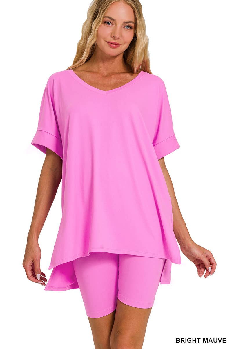 42POPS - Wholesale Lounge Set - Women's - `.Hi Low Hem Top & Biker Shorts 2pc Set9