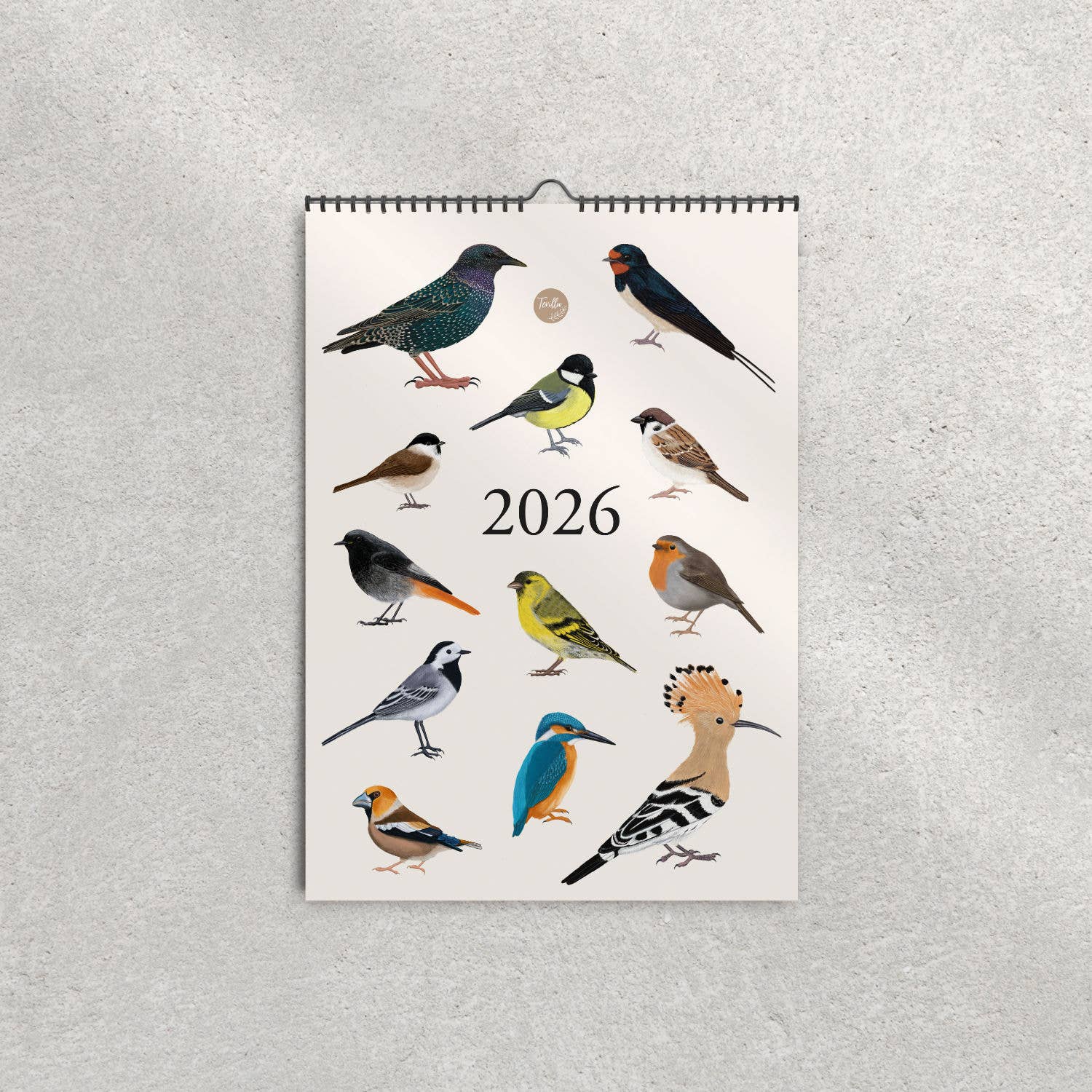 Terillu - Wholesale Calendar - Wall calendar 2026, calendar of native birds in A3 format