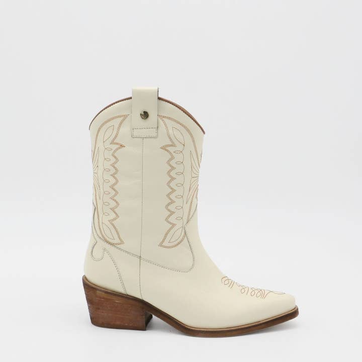 ivoor Onstuitbare westerse cowboylaars van ivoorkleurig leer voor dames voor groothandel op Faire0