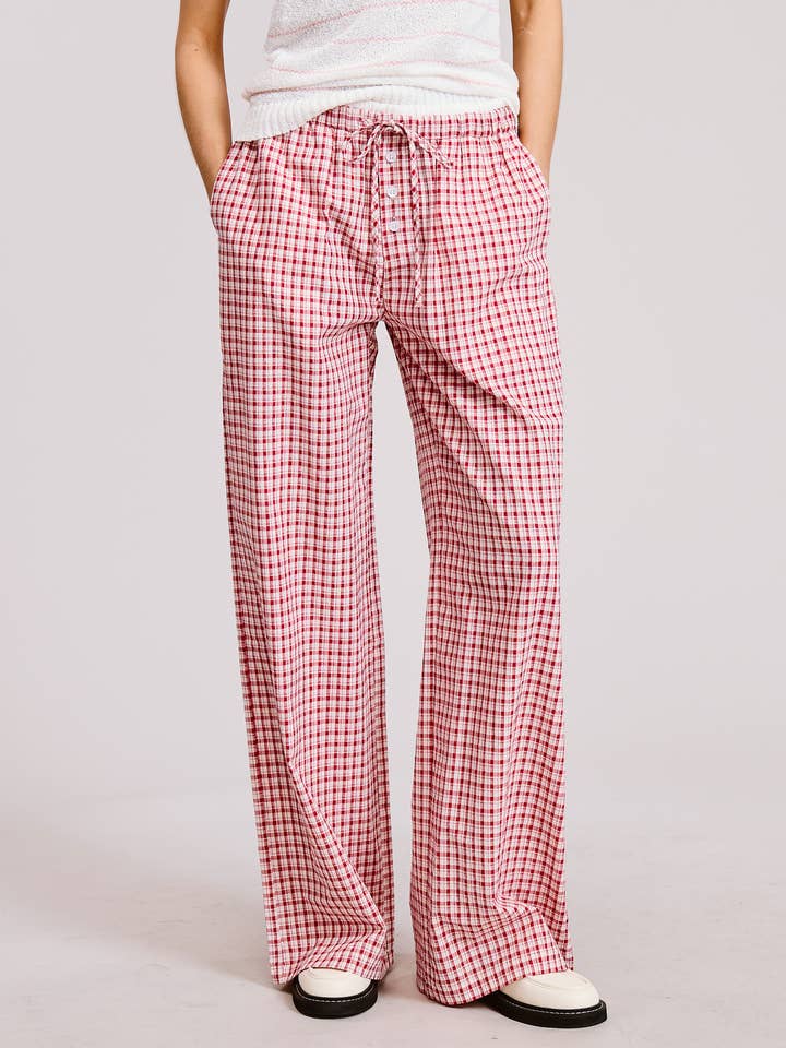 Mimosa - Wholesale Lounge Sweatpants/Joggers - Women's - Gingham Boxer Lounge Pants with Contrast Waistband