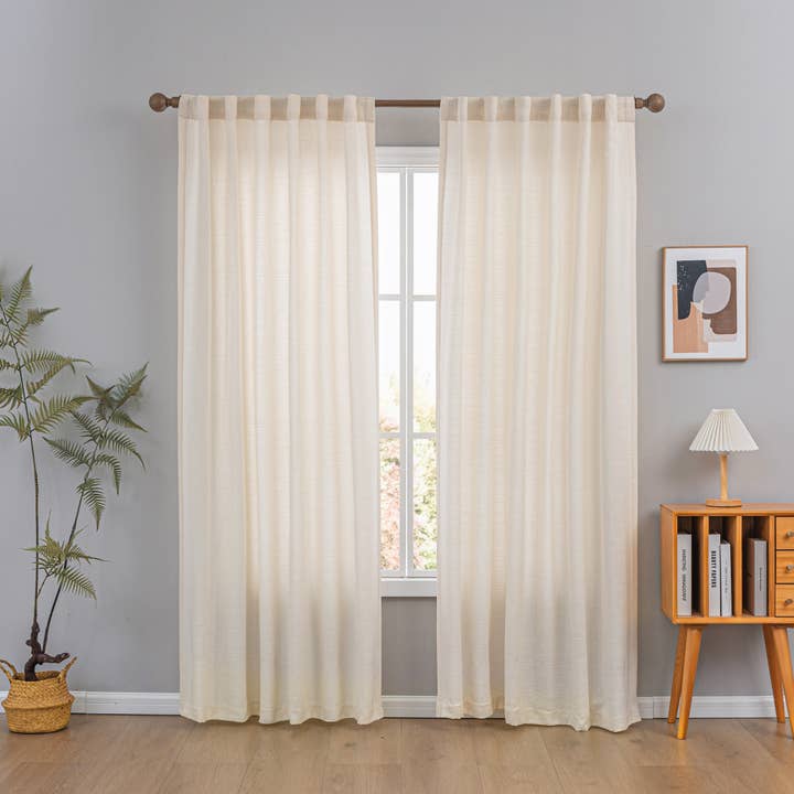 Farmhouse Faux Linen Light Filtering Curtains (2 Panels) for wholesale by Awesome Home
