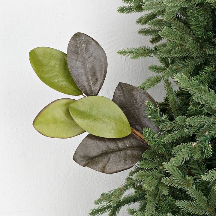 Holiday Depot Inc. - Wholesale Artificial Flowers - ISB69605- 20in Elegant Magnolia Leaves Pick-3