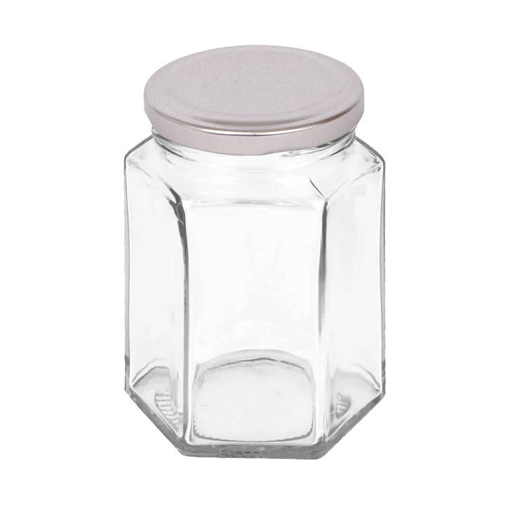 250 ml sekskantet glas marmeladeglas med låg for engroshandel hos Rinkit Ltd