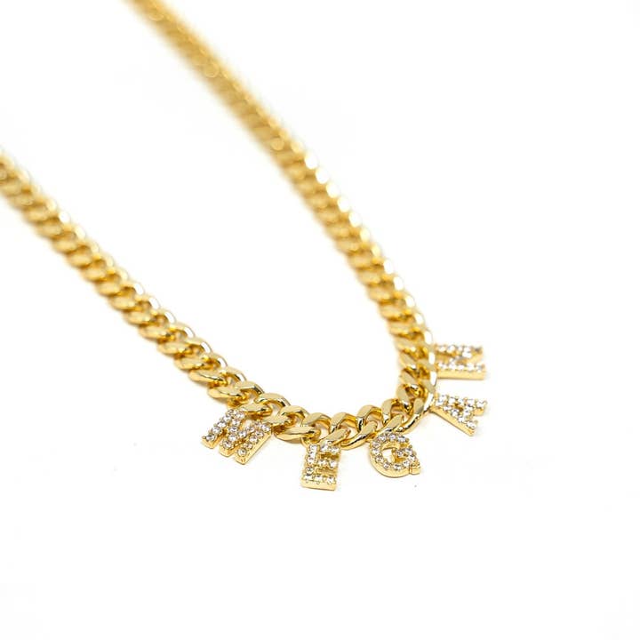 Customized Bold Curb Chain Name Necklace for wholesale by The Sis Kiss