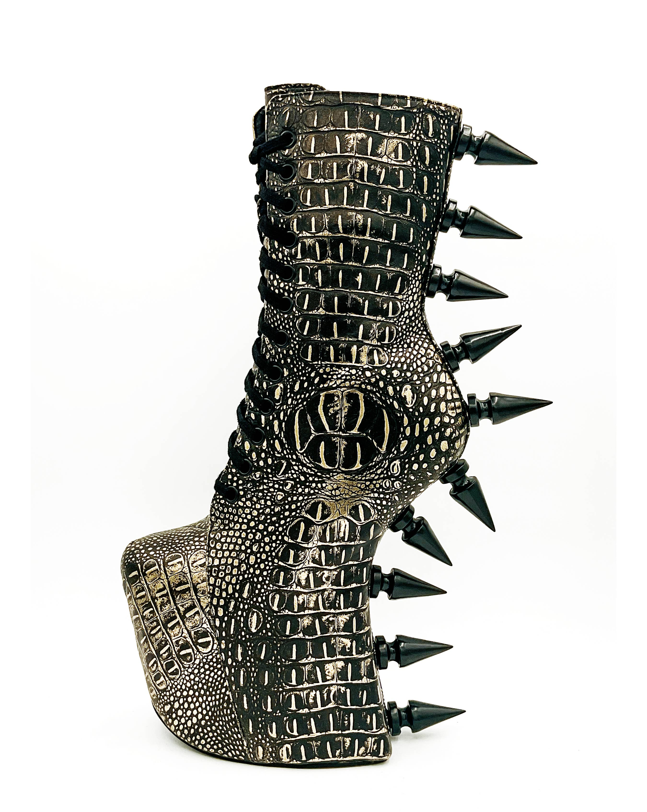 Charla Tedrick Footwear - Wholesale Platform Heels - Women's - Prehistoric Gold Platform Boot