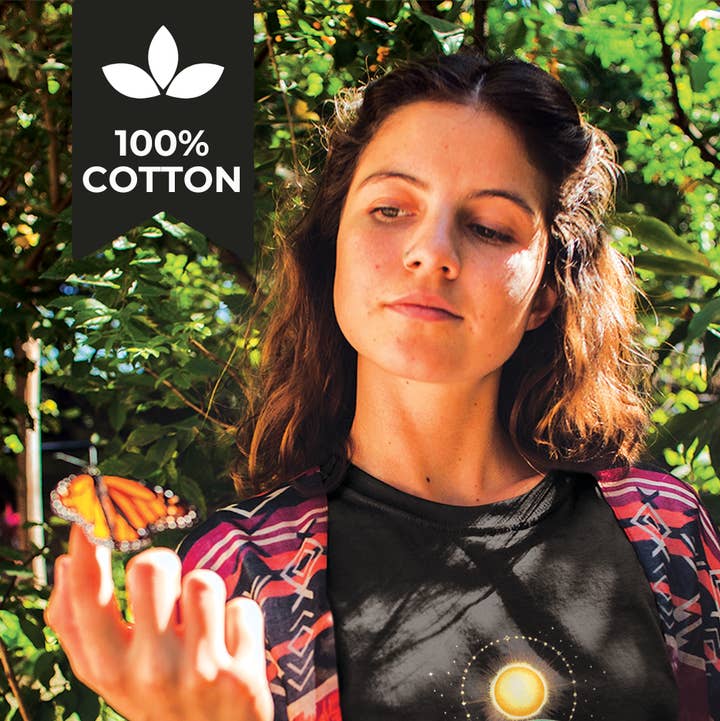 Running With Wolves - Wholesale Screen Printed T-Shirt - Women's - Lunar Alignment - 100% Cotton Celestial Tee - Sun Moon Stars3