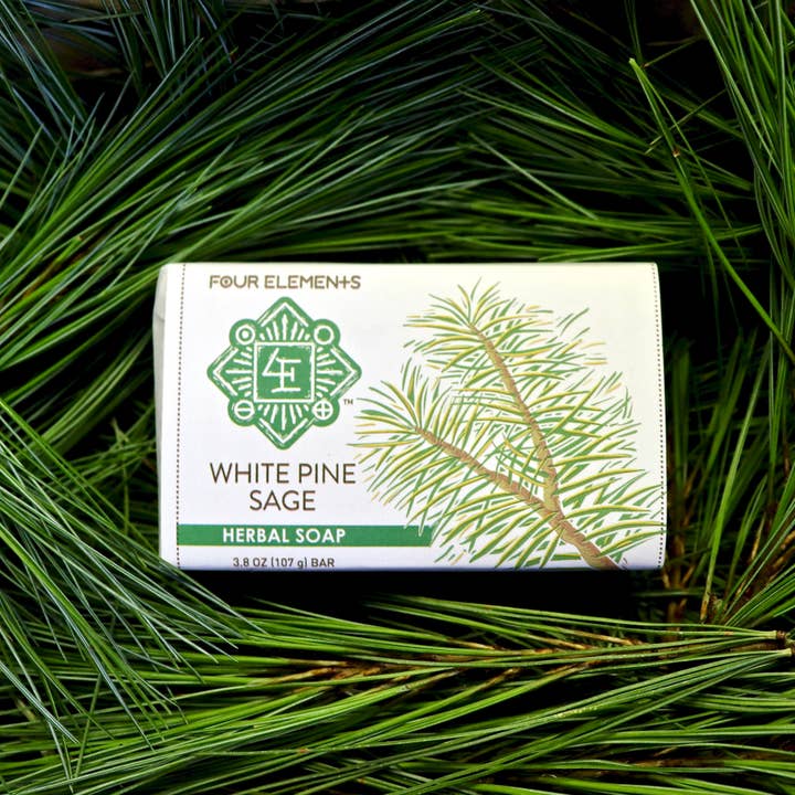 White Pine Sage Soap - 3.8 oz for wholesale by Four Elements Organic Herbals