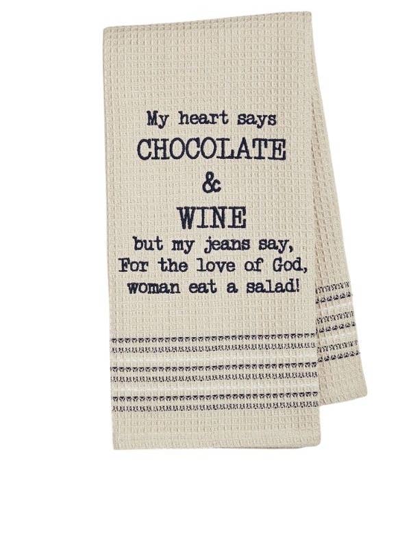 Chocolate and Wine Waffle-Weave Dishtowel (Set of 2), MH-114 for wholesale by Mona B.