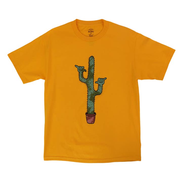 Shaka Saguaro Cactus gul-honning tee fra Altru Apparel for engroshandel hos Altru Apparel