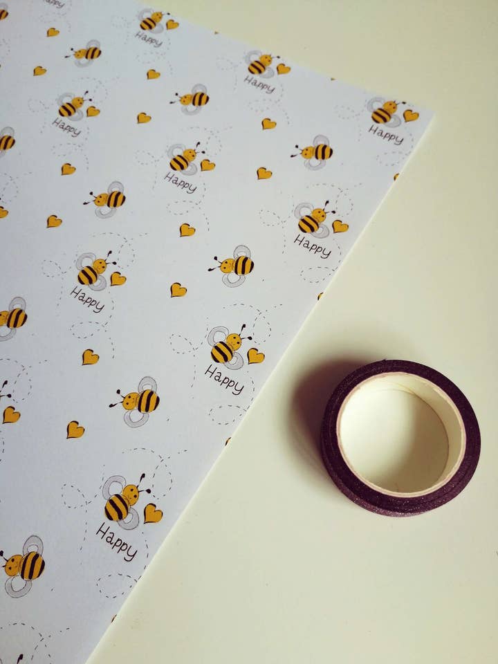 Bee Happy Gift Wrap for wholesale by Doodle Keg