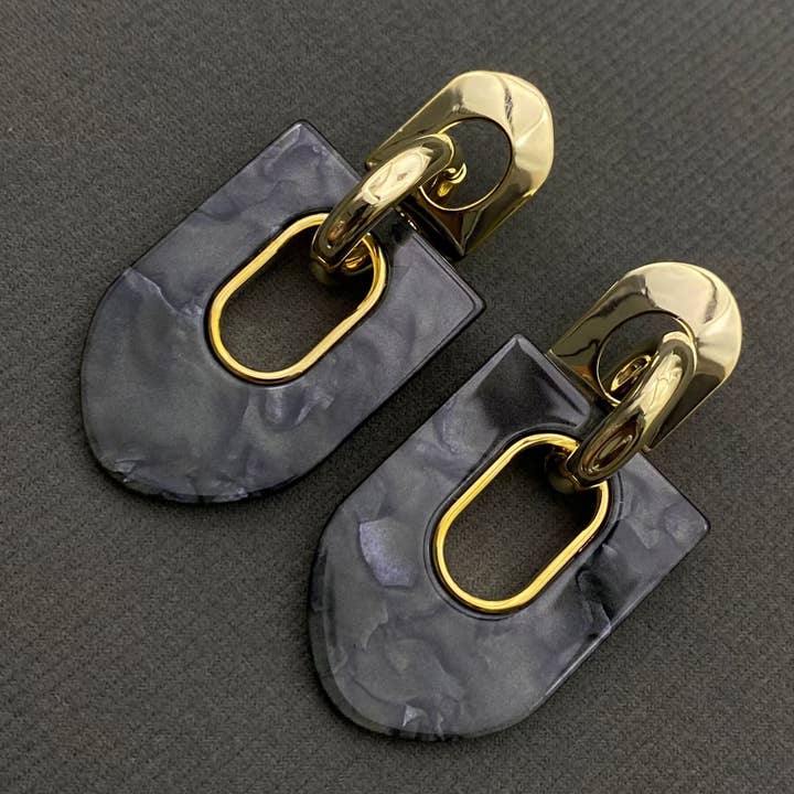 14K Gold Plated Acetate Sheet Geometric Shape Dangle Earrings for wholesale by Mio Queena