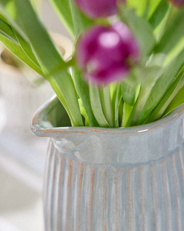 Dibor – wholesale Vase – Ribbed Blue Pitcher Jug Vase3