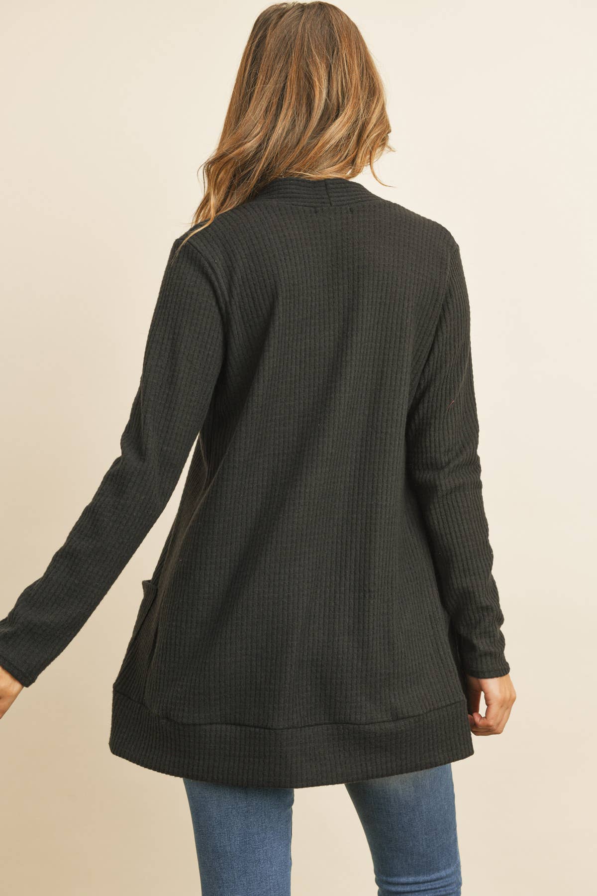 You & Me - Wholesale Cardigan - Women's - PLUS SIZE BRUSHED WAFFLE LONG SLEEVE SIDE POCKET OPEN FRONT4