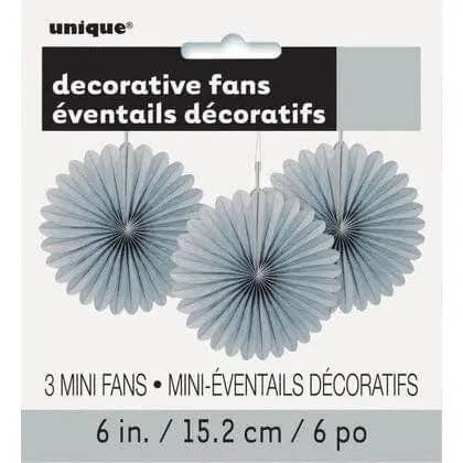 Party Expo, LLC - Vendita all'ingrosso Decalcomanie - Decorazioni per feste - Ventaglio decorativo in carta, 15,2 cm, argento, 3 ct.0