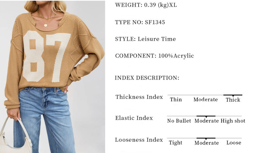 Lovesoft - Wholesale Knit Sweater - Women's - Casual Colorblock Knit Sweater with Number Print2