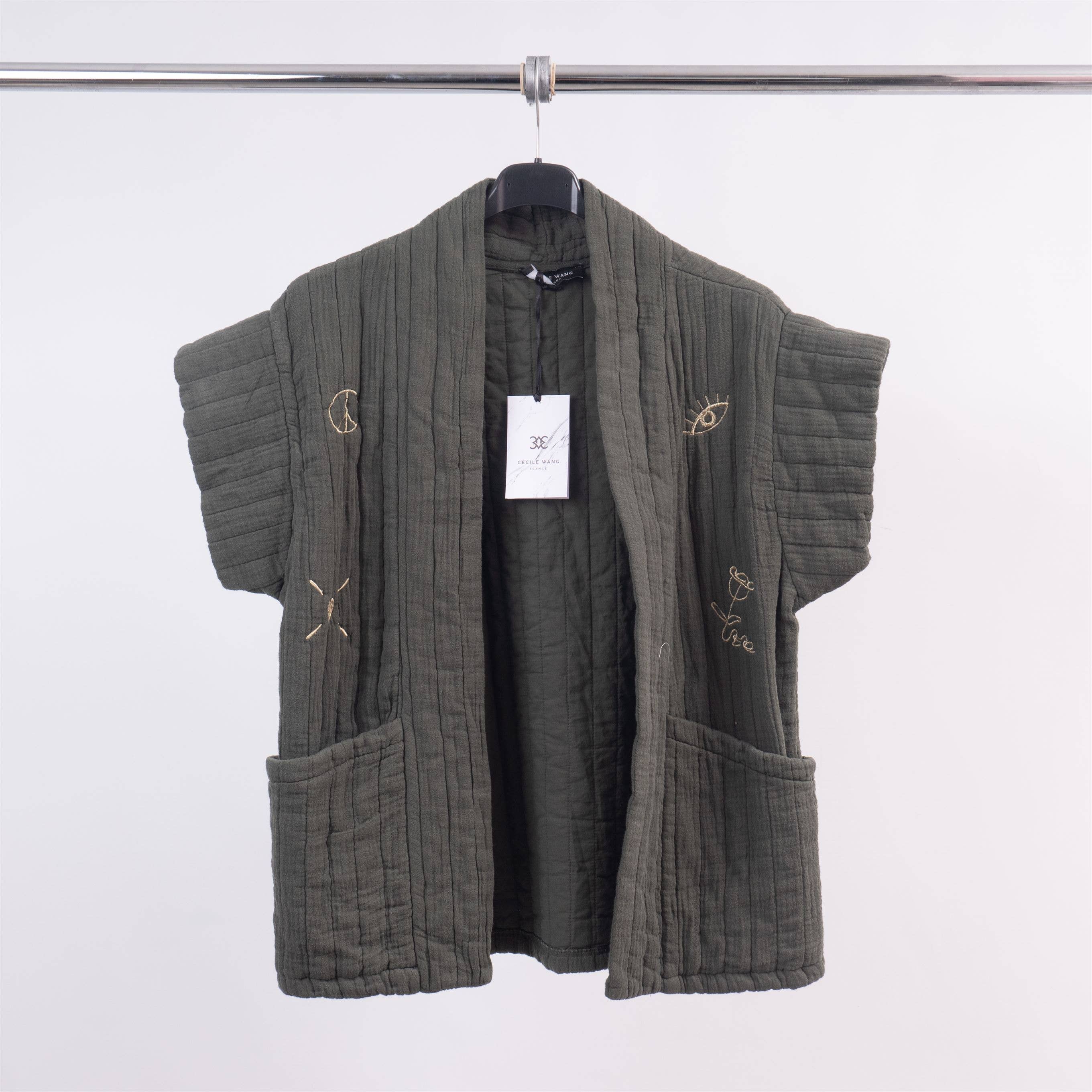 Cecile Wang – Großhandel Jacke – Damen – Gesteppte Kurzarmjacke mit Stickerei DT91896