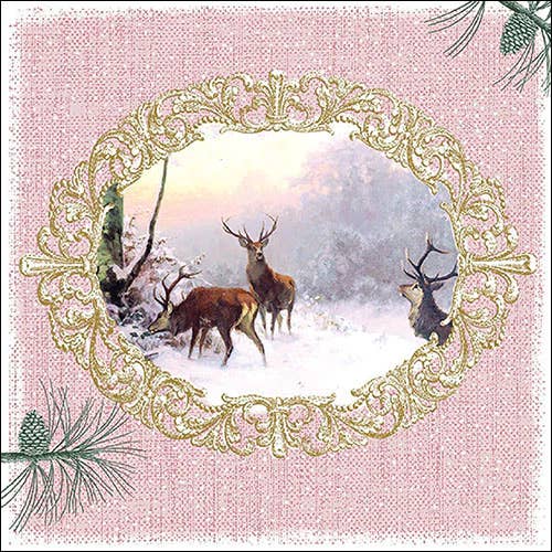 Lunch Napkin - Elegant Deers Rose for wholesale by Elegant Gifts